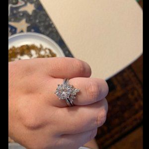 Stainless Steel and Sterling Silver CZ Wedding Set.